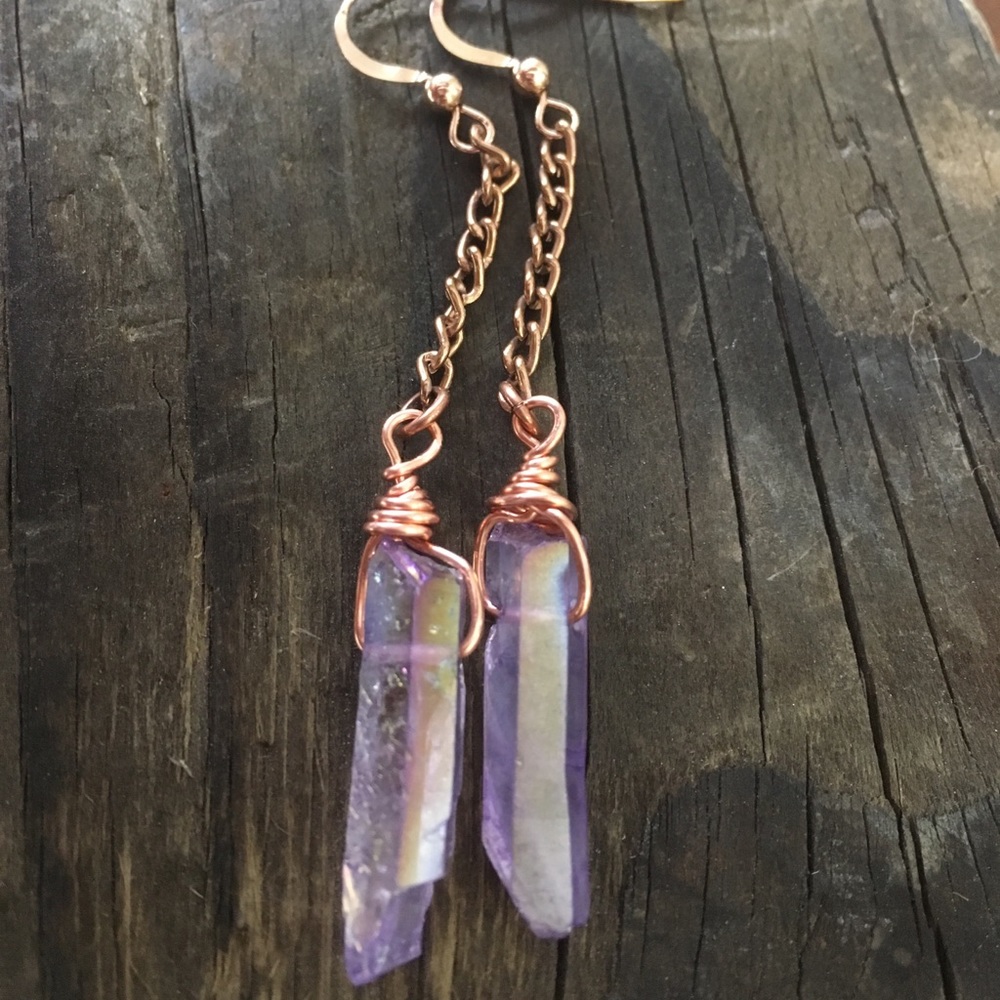 ✨Lavender Aura Quartz Earrings 🔮 - Picture 1 of 4